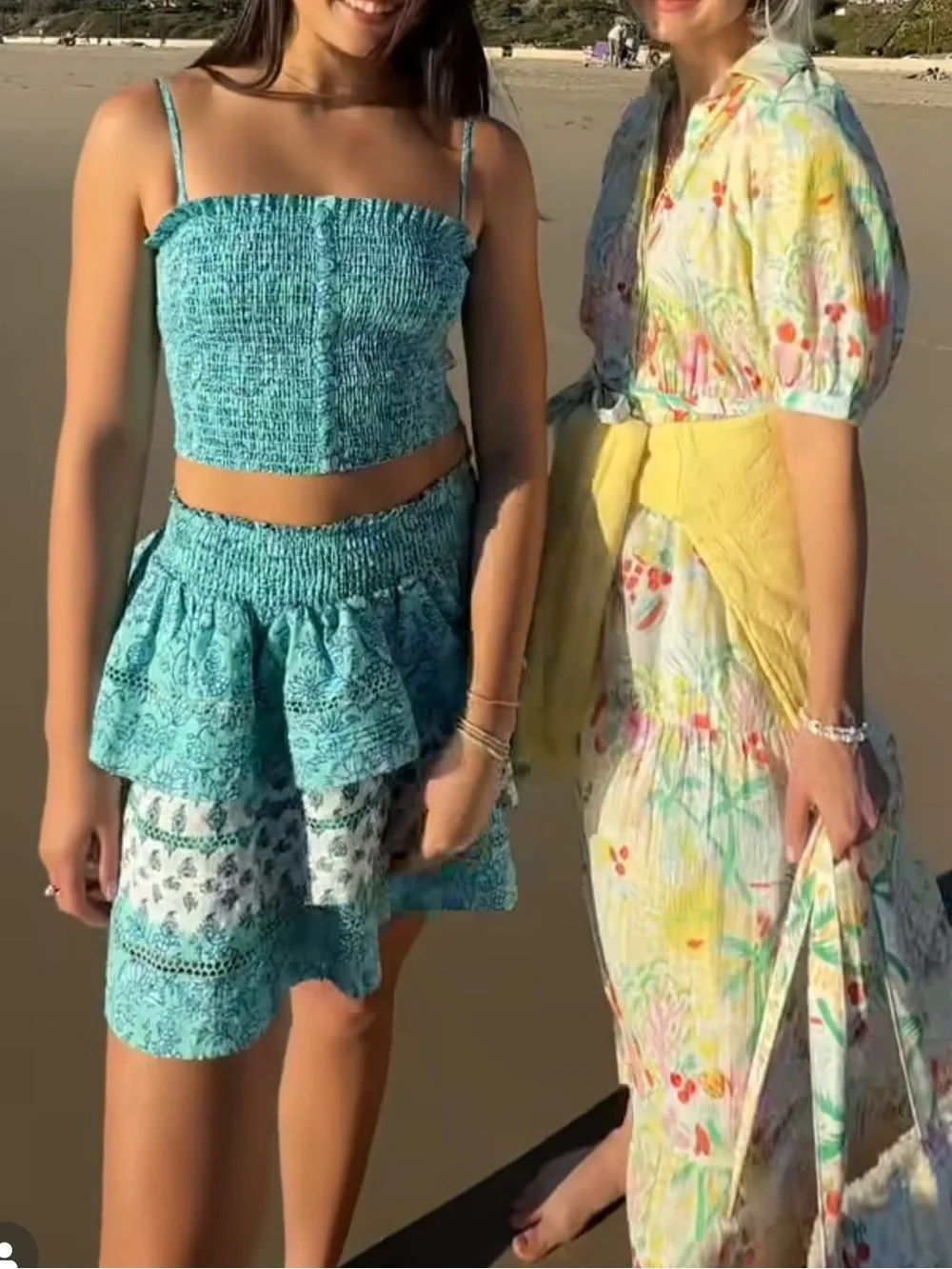 Roller Rabbit Turquoise Smocked Crop Top & Ruffle Skirt Set - Picture 2 of 7